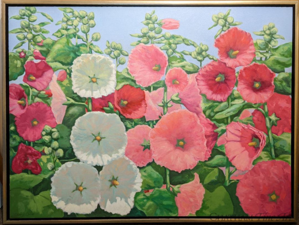 82911c_summer_hollyhocks_36x48